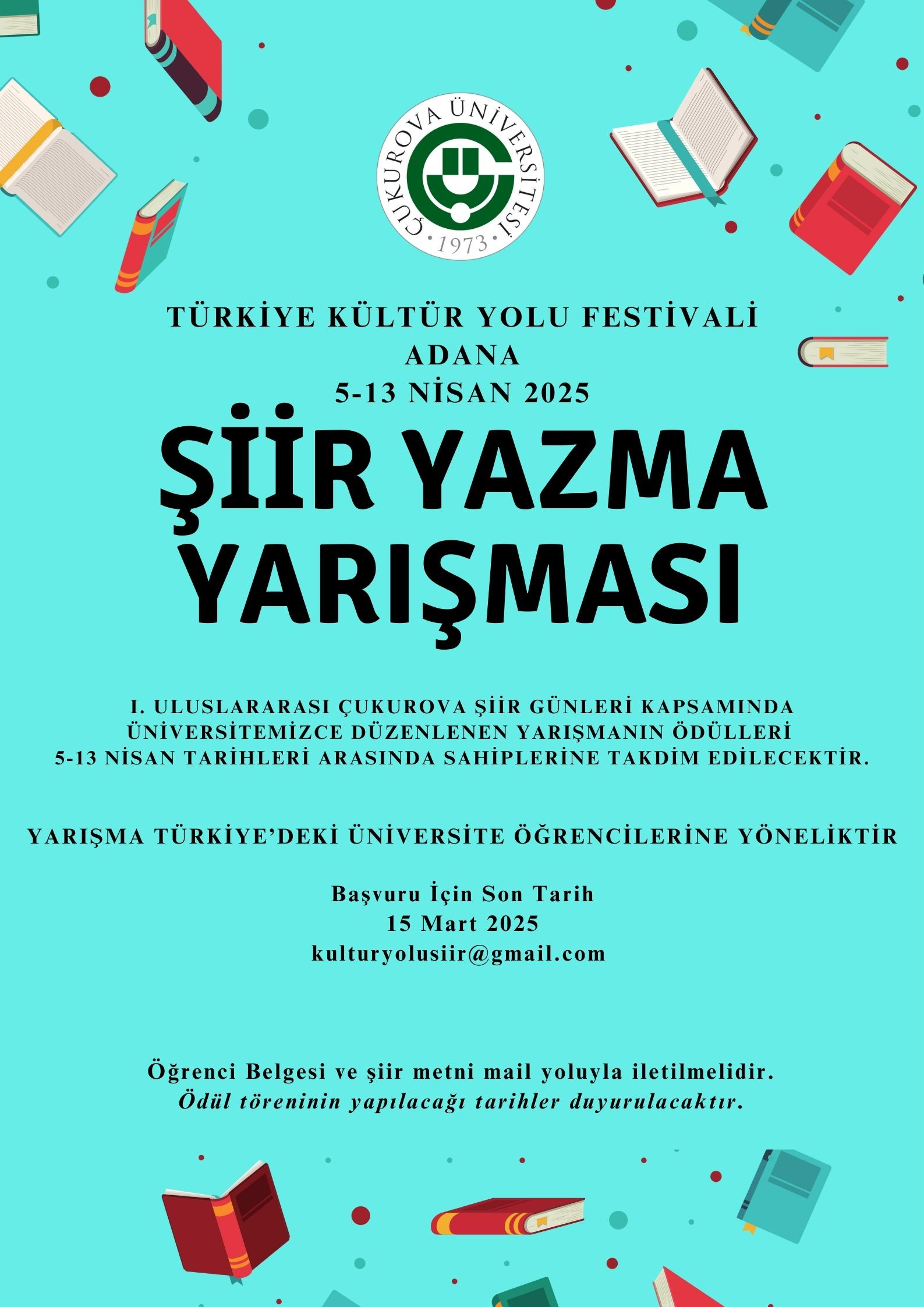 Türkiye Kültür Yolu Festivali Adana 5-13 Nisan 2025 Şiir Yazma Yarışması